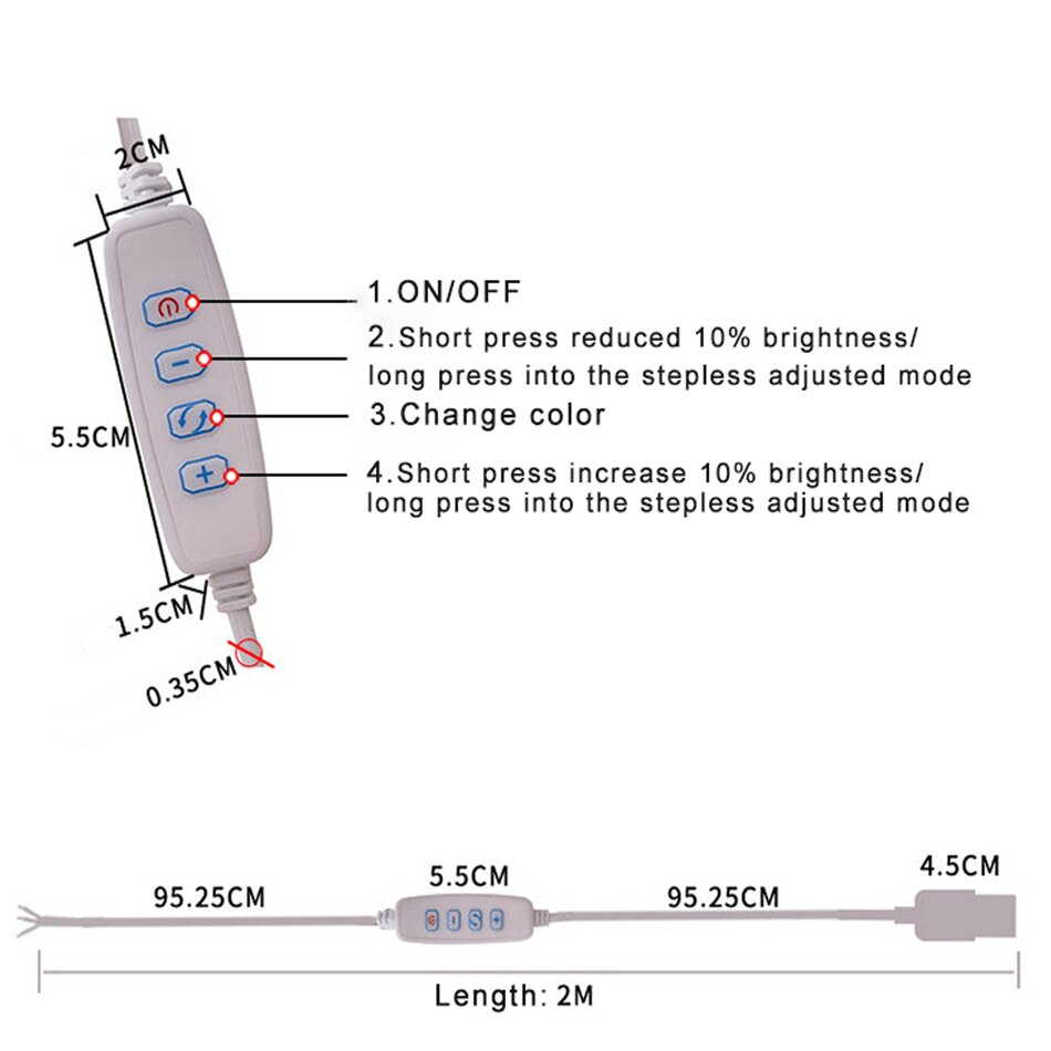 DC5V ściemniacz doprowadziło zasilania portu USB linii ściemniania dopasowywania kolorów kabel przedłużający z na wyłączony przełącznik dla żarówek doprowadziło,