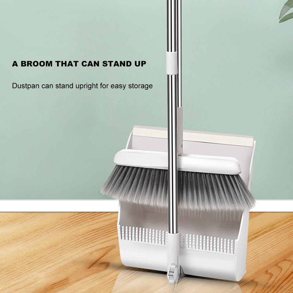 Practical Folding Standing Broom Dustpan Set Windproof Rotatable Windproof Floor Cleaning Tool Durable Swivel Broom Home Devices