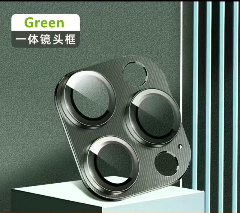 Protezione della fotocamera in metallo per iPhone 16 pro Max 16pro 16più15 14 pro Max Custodia in lega Lente posteriore Copertura in vetro temperato Tappo protettivo: verde / Bundle4