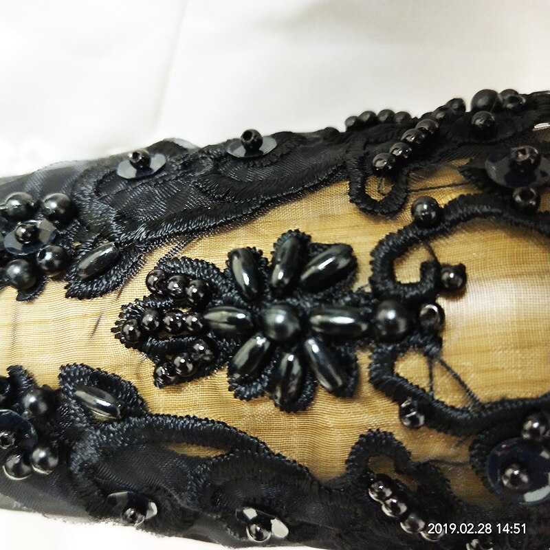 Guantes largos de 38cm con cuentas para mujer, traje de baile de dama de honor, boda, , de encaje,
