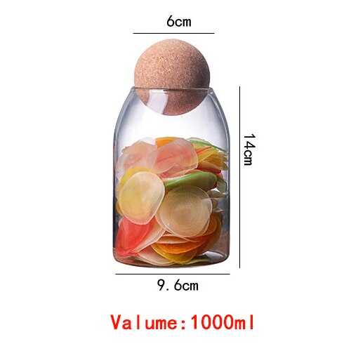 Glasskrukker med lokk murerbeholder tank forseglet kaffebønneoppbevaringsglass godterikrukke matbeholder kjøkkenkrukker til krydder: 9.6 x 14cm 1000ml