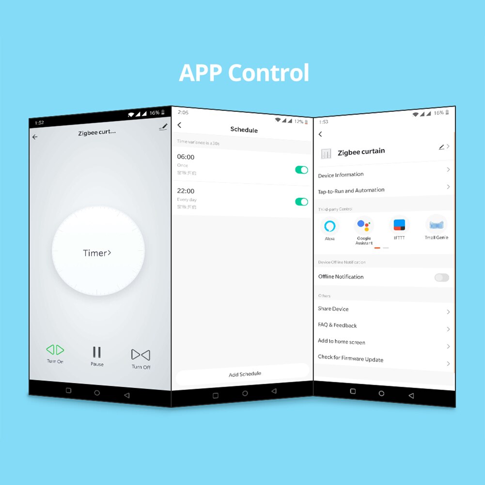 Smart Remote Control Bedroom With Timer Home Curtain Switch Module Zigbee App Family Sharing Blind Motor For Roller Shutter