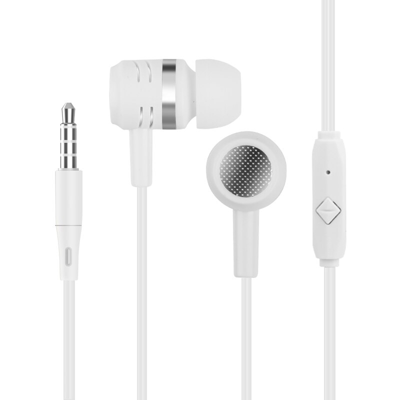 In-ear Earphone Wired Headset with Mic 3.5mm Jack Aux Wired Headphone for Cell Phone MP3 MP4: White