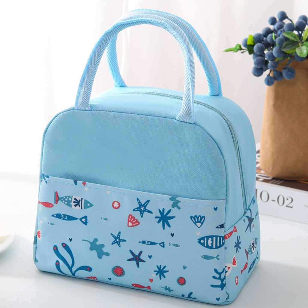 Unisex Funktionale Muster Kühler Lunch Box Tragbare Isolierte Leinwand Mittagessen Tasche Thermische Lebensmittel Picknick Mittagessen Taschen Für Frauen Kinder