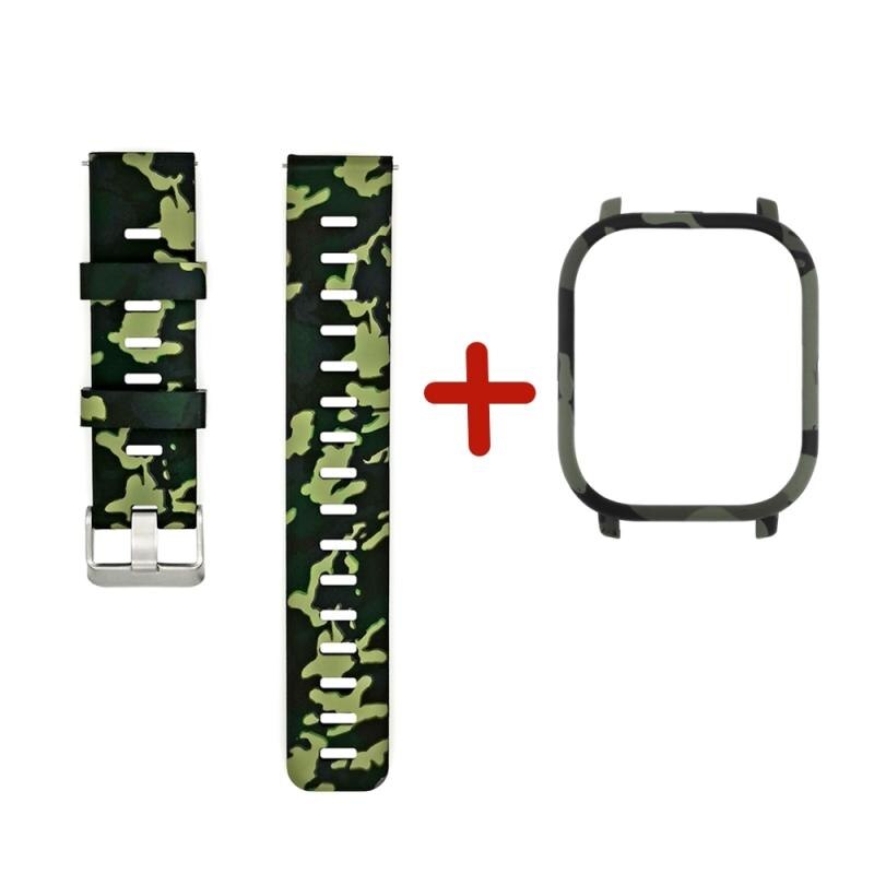 Strap 2 in 1 Watch Band Watch Case Cover Bracelet strap Protector Silicone Wrist Strap Watch Band For Amazfit GTS Strap: 01 green