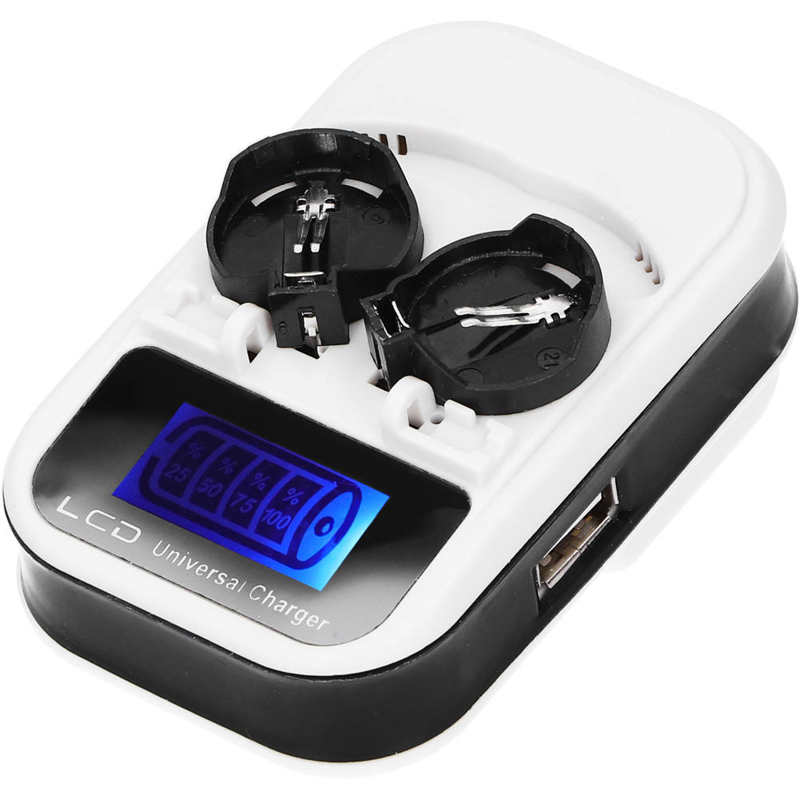 2pcs LCD Button Battery Charger for LIR2016 LIR2025 LIR2032 ML2016 ML2025 ML2032 CR2032 EU Plug 100-240V