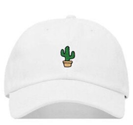 Cactus Borduurwerk Baseball Cap Mode Paar Hoed Zomer Ademend Sport Caps Outdoor Vader Hoeden: WHITE