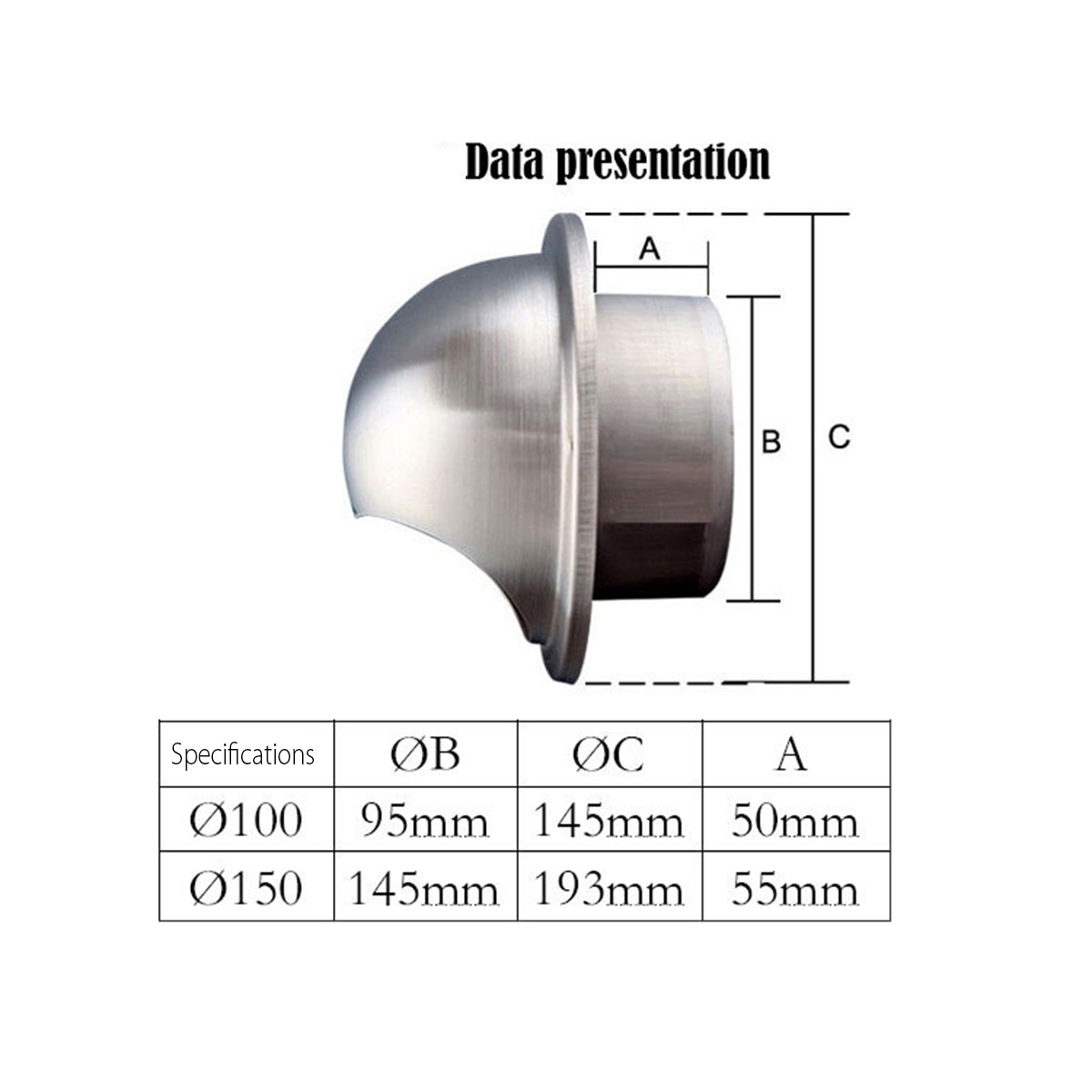 100/150mm Stainless Steel Wall Ceiling Air Vent Ducting Ventilation Exhaust Grille Cover Outlet Heating Cooling & Vents Cap