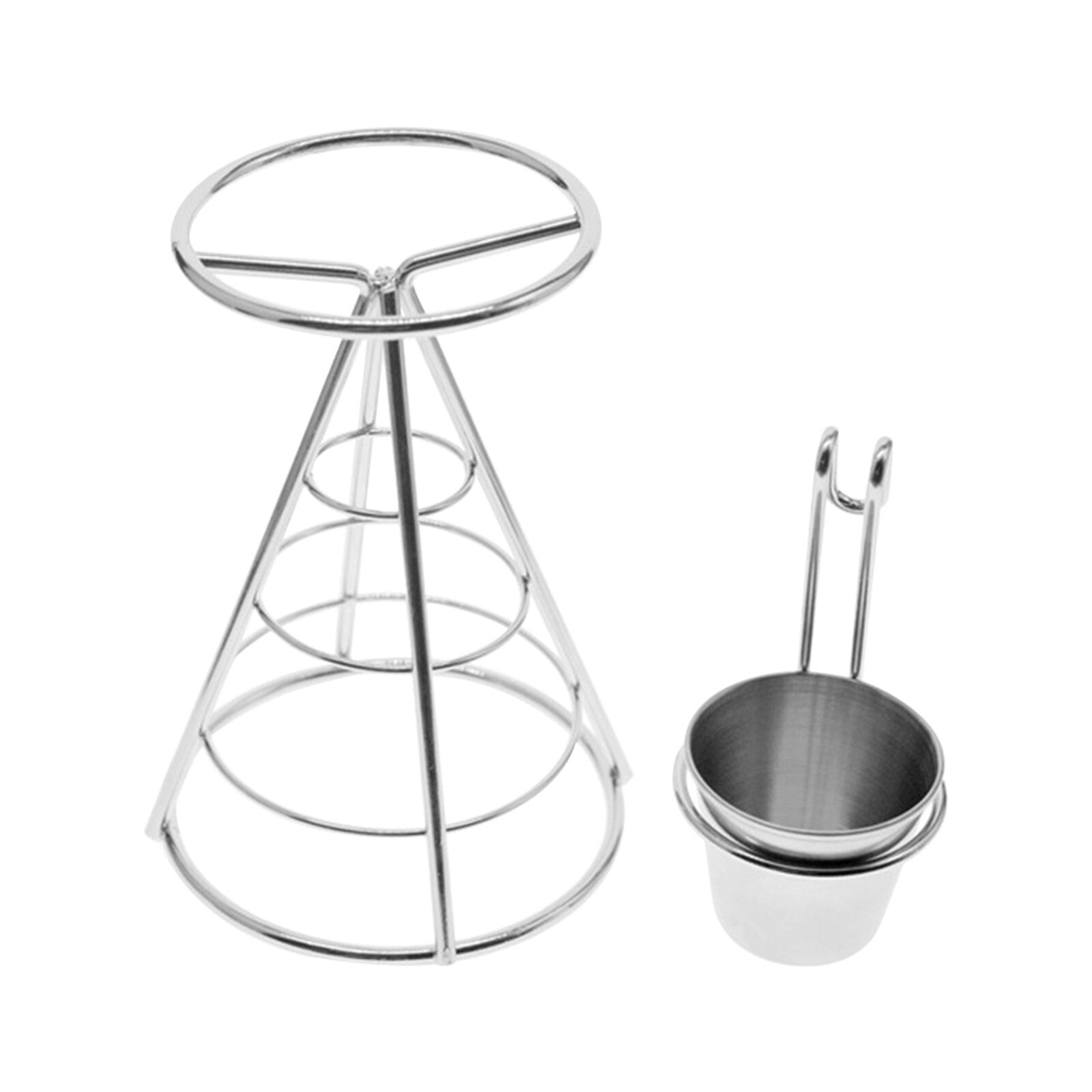 25#Stainless Steel Colanders French Fries Stand Snacks Display Pizza Cone Holder Fries Baskets Sauce Salad Cup Kitchen Tool: Default Title