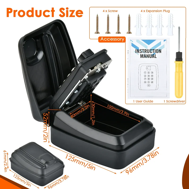 Password Combination Key Lock Box Storage Key Wall Mounted Outdoor Waterproof 12 Digit Security Key Safe Secret Organizer Box