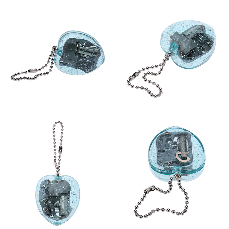 Mini caja de música con forma de corazón de acrílico para chico, caja Musical con forma de corazón de acrílico, para chica, Castillo en el cielo, música,