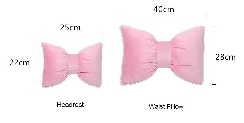 Bowknot Universal coche reposacabezas cuello almohadas transpirable lindo terciopelo cintura espalda apoyo cojín Interior del coche