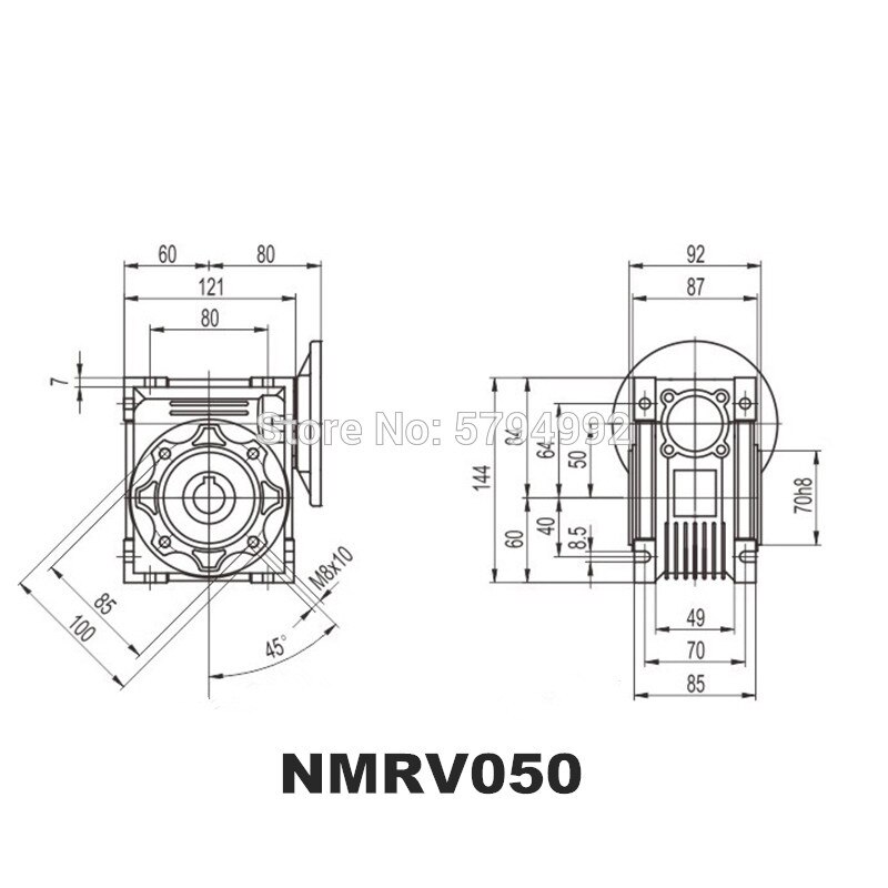 Reductor de velocidad para servomotor NEMA 42 32, eje de entrada de 19mm, rv050, 5: 1-100: 1