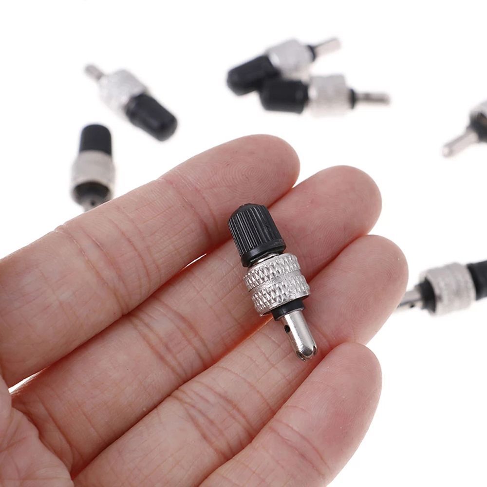 12Pcs Nickel Plated Brass Bike Wheel Tire Valve Core with Cap Bicycle Schrader Valve Ultralight Zinc Alloy MTB Mountain Road