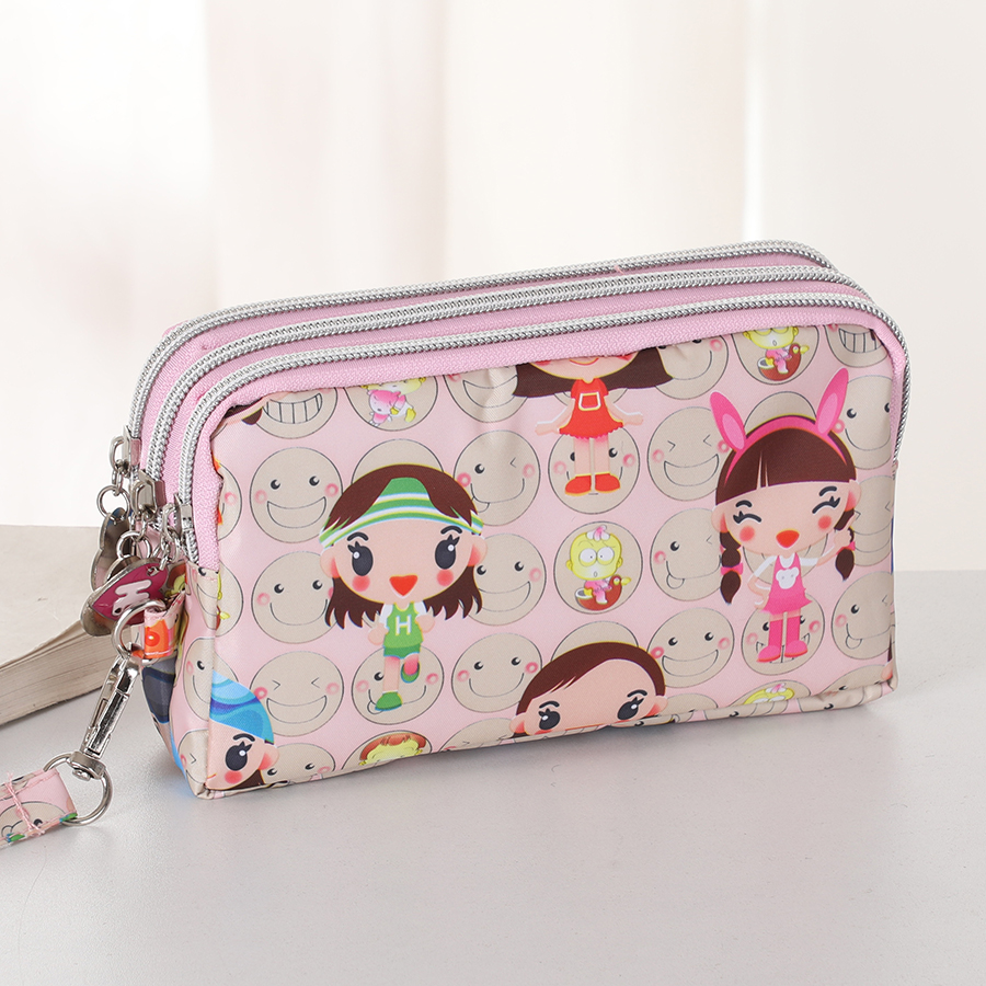 Dreischichtige kurze Handytasche mit Reißverschluss, modische Hand-Make-up-Damentasche, tragbare, wasserdichte, mehrschichtige Taschentasche: WHITE
