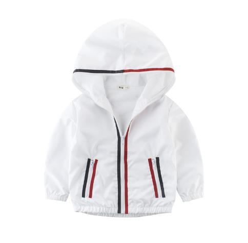 Frühling freundlicher Tragen Neue Jungen Jacke Hoodie Mädchen Windbreaker Weiß Strickjacke Sportbekleidung Mantel: 8T