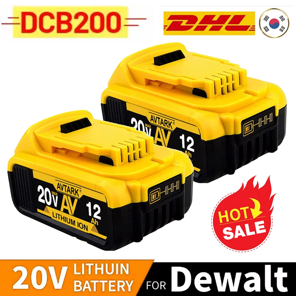 100% Original 12000mAh 20V for Dewalt Power Tool Battery DCB206 20V 12.0Ah Battery DCB206 20V Battery DCB205 DCB200 DCB204-2