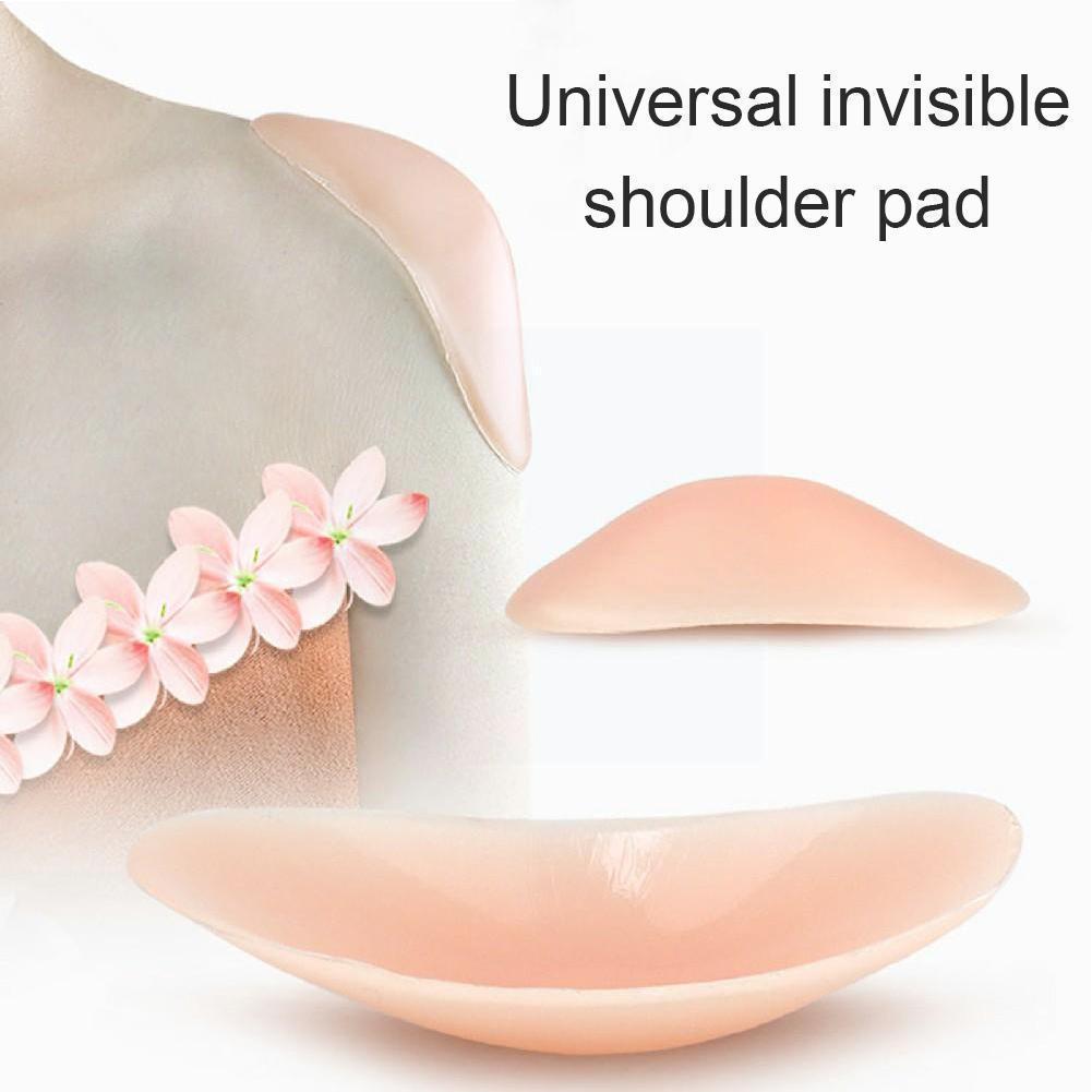 1 Pair Soft Silicone Shoulder Anti Slip Shoulder Pads Cushions Push-Up Shoulder Self-Adhesive Reusable Enhancer Clothing P8X2