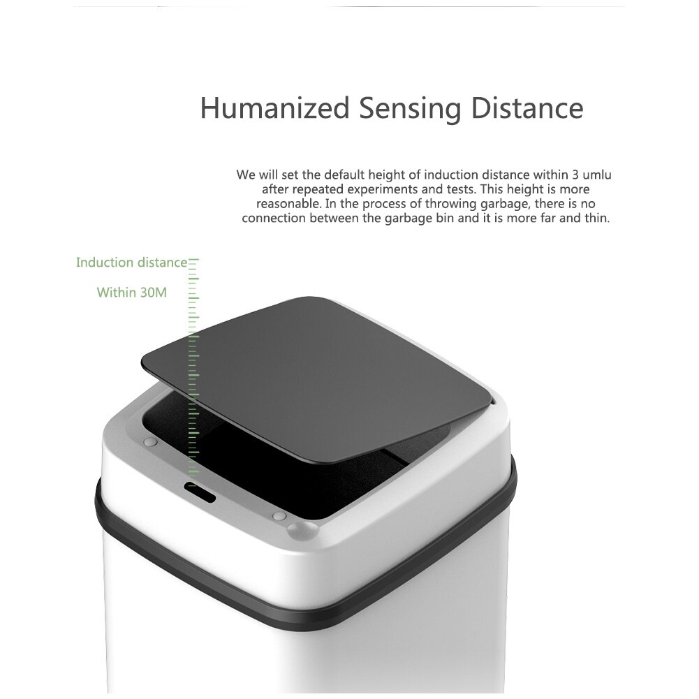 Automatic Induction Storage Household Office Battery Powered Living Room Silent ABS Bathroom Waste Bin Trash Can Smart