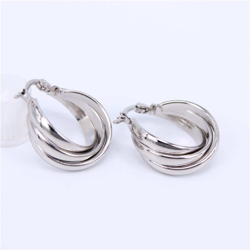 Boucles d'oreilles en acier inoxydable pour femmes, bijoux en grand cercle à la , deux styles lisses, couleur or, LH701: silver color 20mm