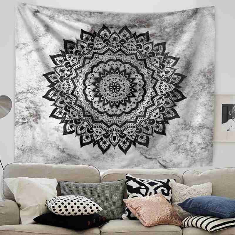 Mandala Flower Polyester Square Tapestry Wall Hanging Boho For Home Yoga Decor Decoration Wall Throw Carpet Mat Blanket Bed V0C5