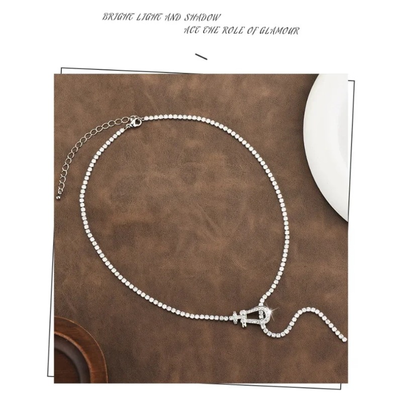 Hesteskoformet zirkonkjede, diamantkjede, kragebeinskjede og fasjonabelt damekjede, retrokjede