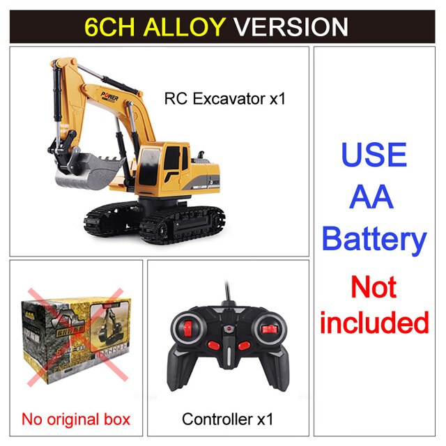 Engineering 2.4Ghz 6 Channel Car 1:24 RC Excavator Toy Alloy And Plastic Excavator 6CH And 5CH RTR For Kids Christmas: 6CH AA no box