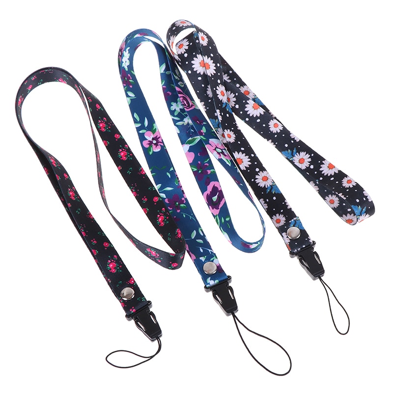 1pc flower Leaves Neck Strap Lanyards for keys ID Card Mobile Phone Straps USB badge holder DIY Hang Rope Lariat Lanyard