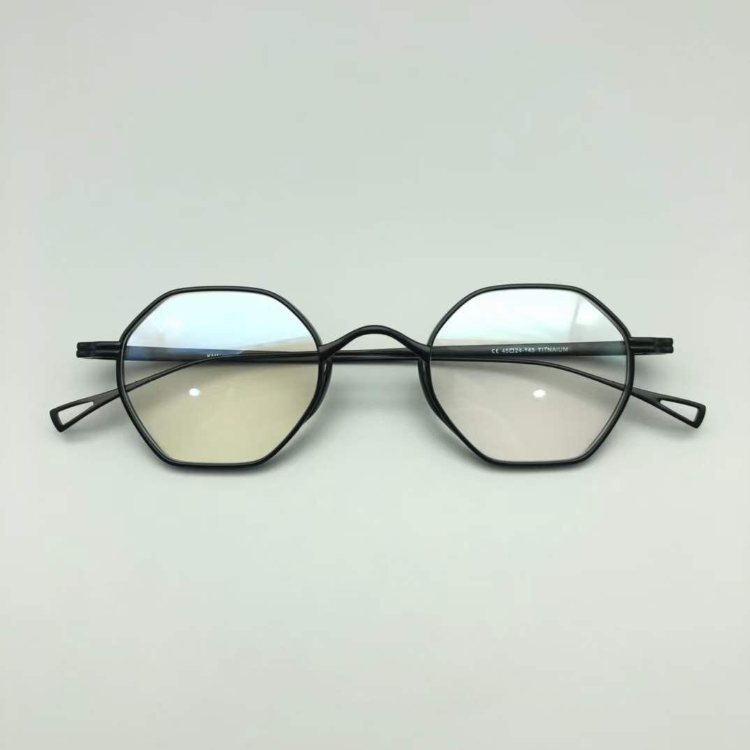 John Lennon-Gafas De lectura japonesas para hombres, anteojos pequeños hexagonales De titanio, montura Retro, para miopía, hechos a mano: Black