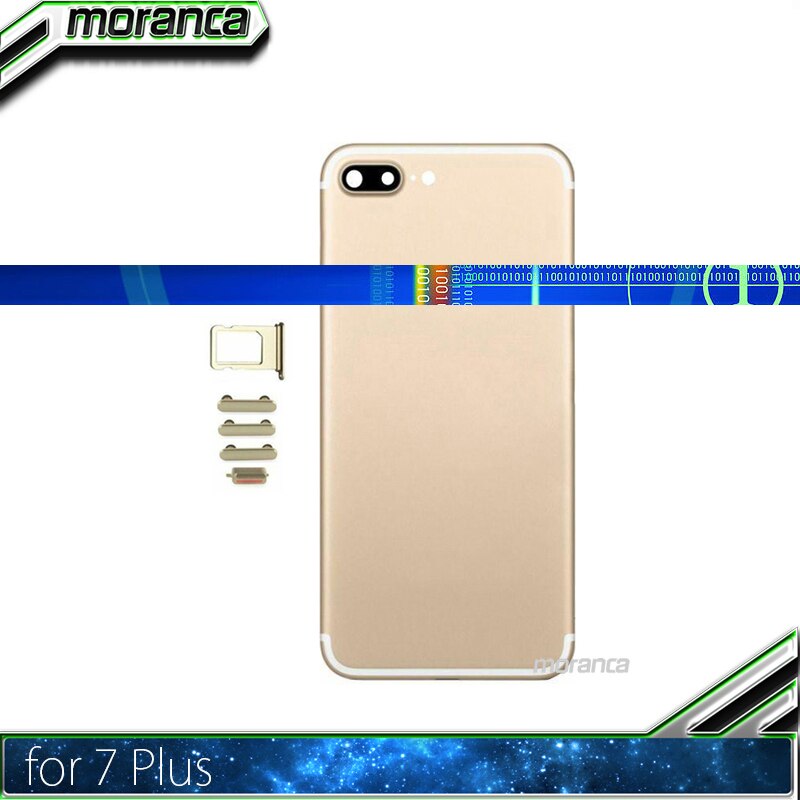 Capa traseira de alta qualidade, para iphone 7 7g plus 7plus, capa da bateria, chassi de moldura intermediária com botões laterais peças de reparo da bandeja do sim