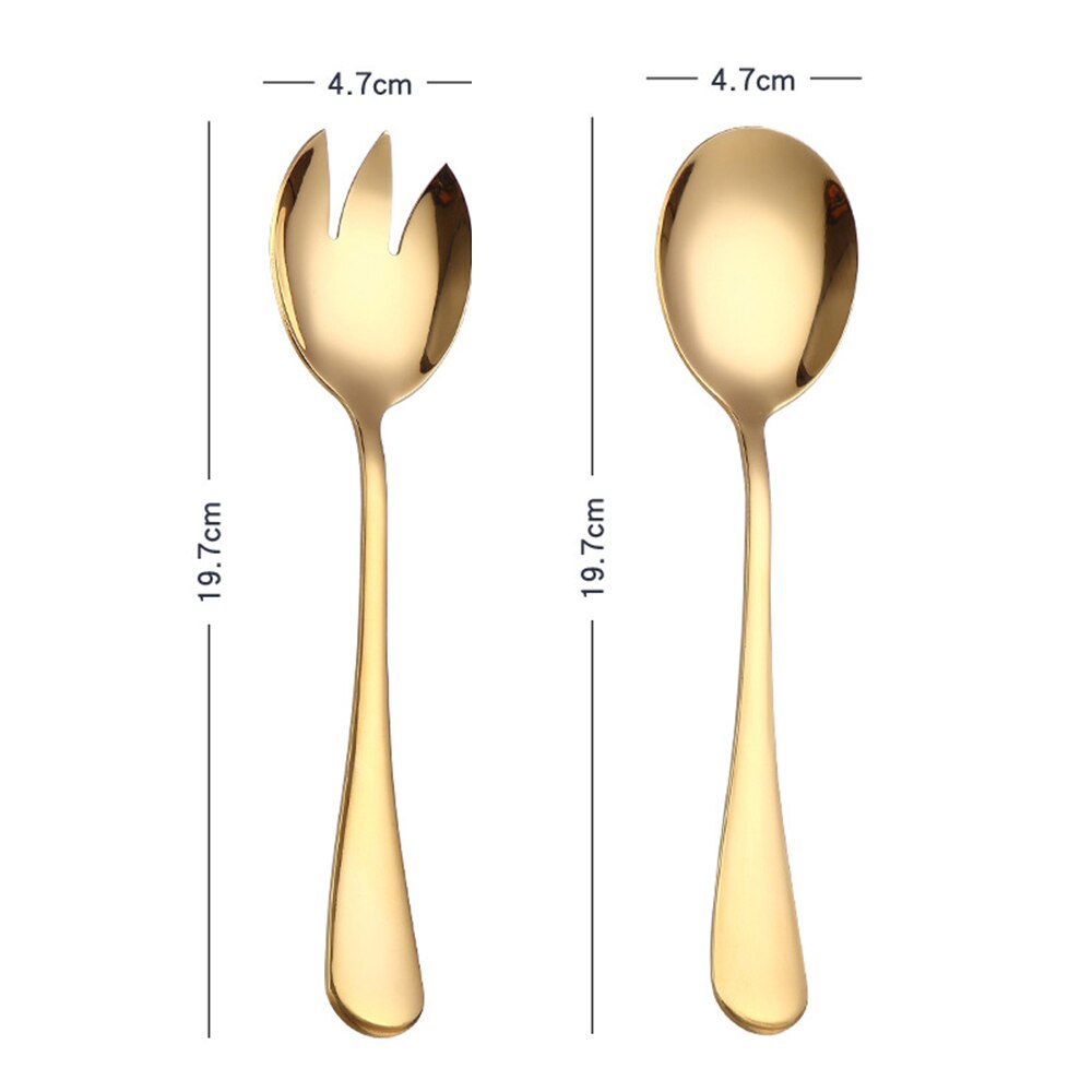 Cuchara y tenedor para ensalada, juego de cubiertos de acero inoxidable, cuchara para servir ensalada, vajilla de cocina, Bar de comedor, cucharas únicas, utensilios de cocina, 2 piezas