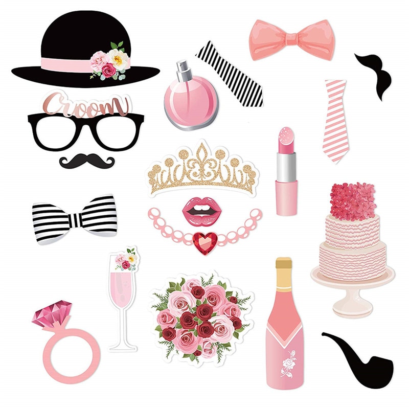 Wedding Bridal Shower Photo Booth Props ,Engagement Decorations, Party Supplies for Bachelorette, Bride Parties and Engaged