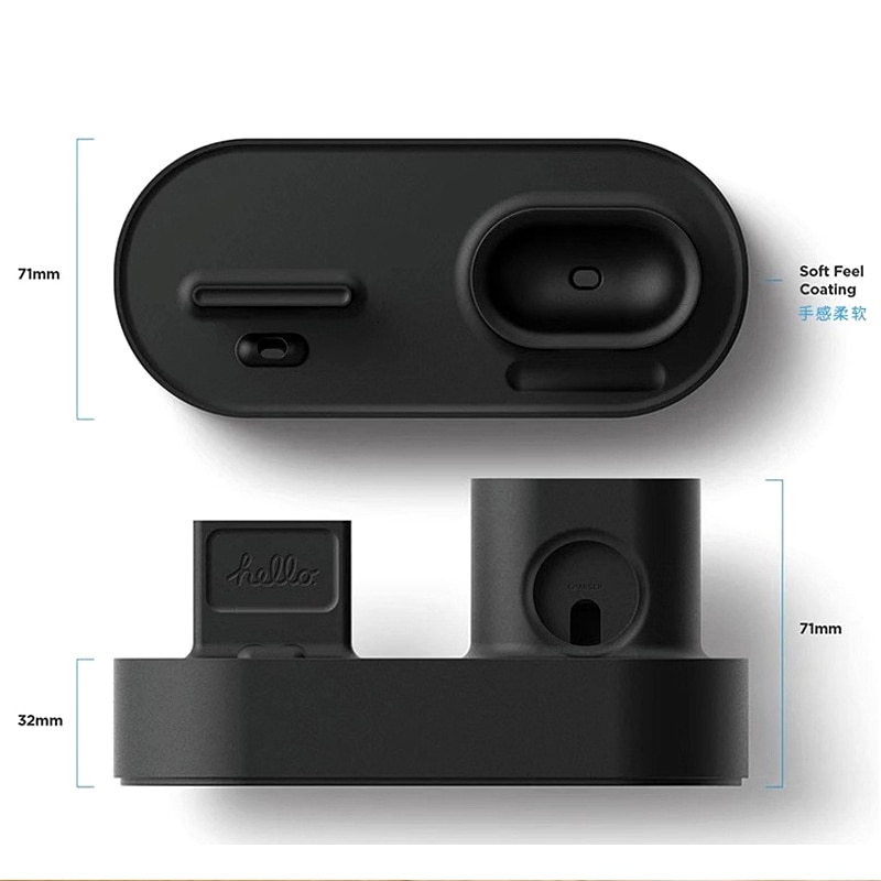 3 in 1 Charging Dock Holder For iPhone X XR XS Max 8 7 6 Silicone Charger Stand for Apple Watch AirPods Charging Station Docking