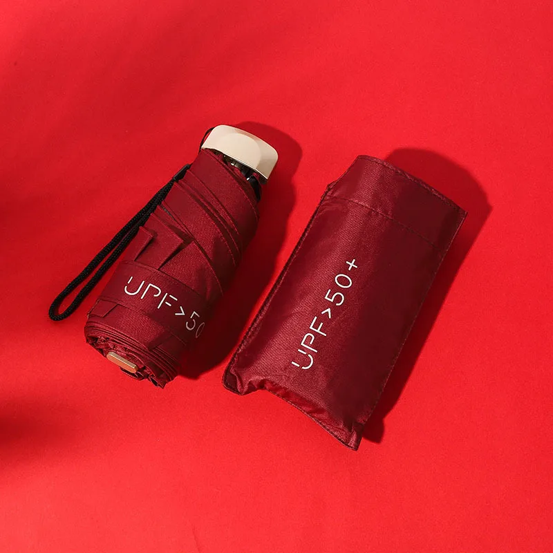 Sonniger Regenschirm faltbarer ultraleichter kleiner flacher fünffacher Regenschirm Sonnenschutz Sonnen-UV-Schutz Mini-Taschen schirm: Licht Grün