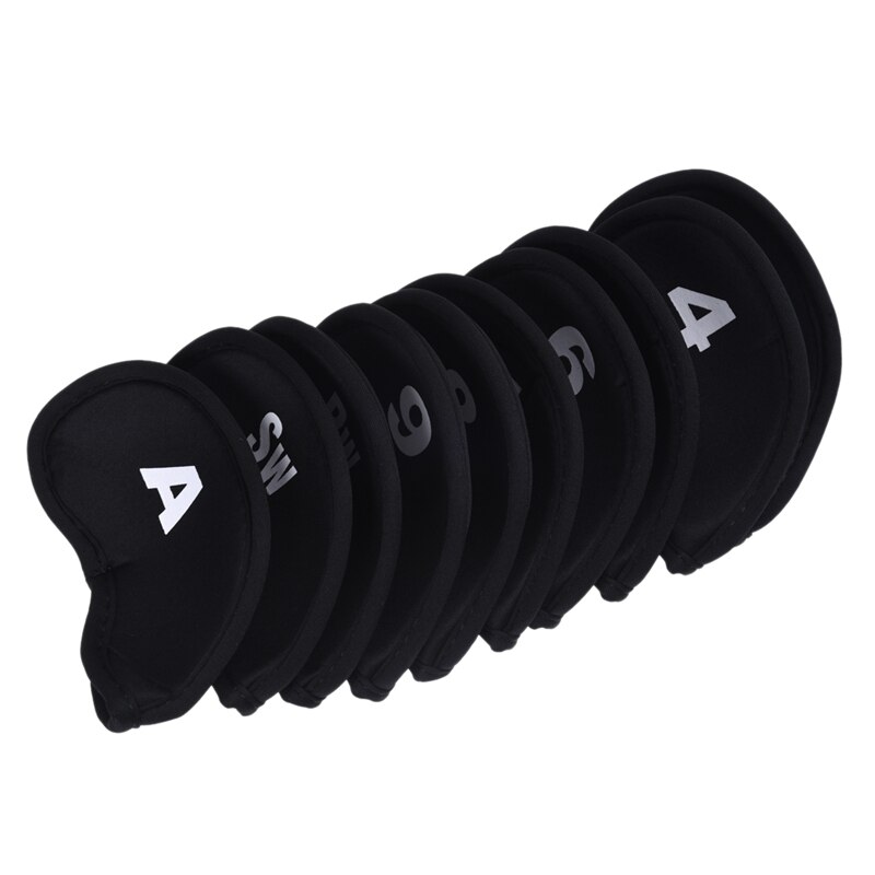 10 stuks golf head cover club iron putter head protector set neopreen zwart: Default Title