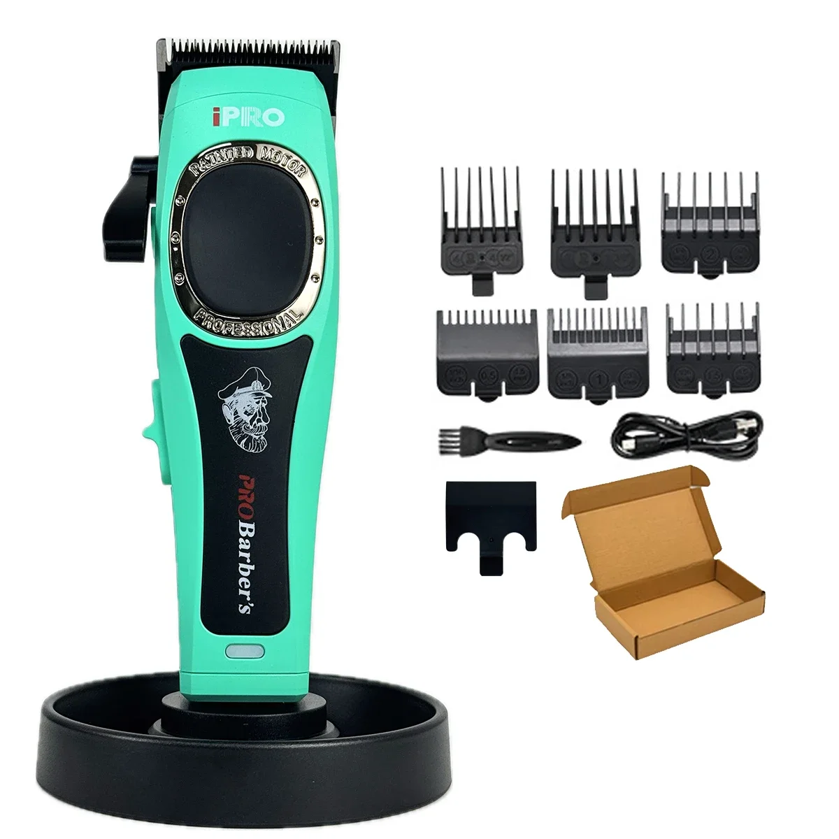 Professionele mannen Tondeuse 7500 RPM Gradiënt Barbershop Tondeuse DLC FADE Blade 2600 mAh Salon Gereedschap S1093: green