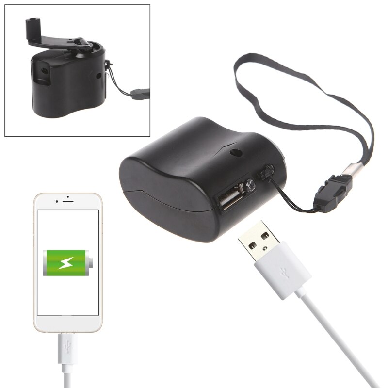 Manuel oplader nødudendørs bærbar håndkraft usb dynamo krank til telefon