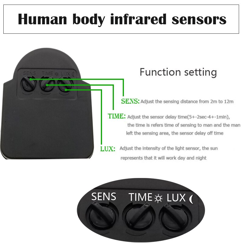 Infrared PIR Motion Sensor Switch Motion Sensor Light Switch with LED Light Automatic Outdoor AC110V 220V Infrared Detector