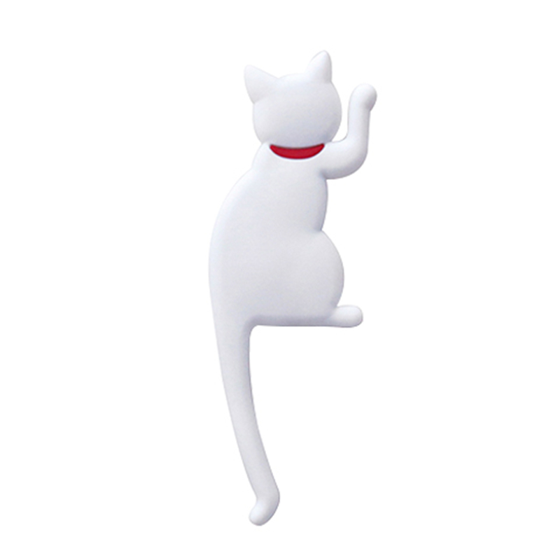 Gancho adhesivo magnético para refrigerador con cola de gato, original de gato de dibujos animados, viene con imán, cola flexible, adecuado para una variedad: YELLOW