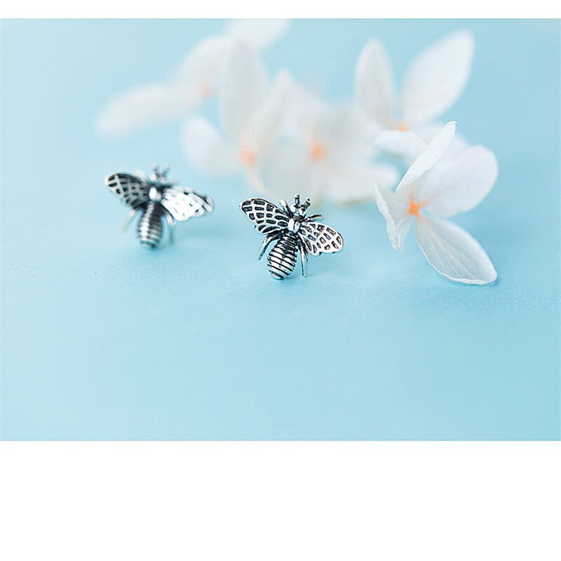 INZATT orecchini a bottone a forma di ape in argento Sterling tailandese Vintage 925 per la festa di compleanno delle donne prevenire l'allergia regalo di gioielleria raffinata