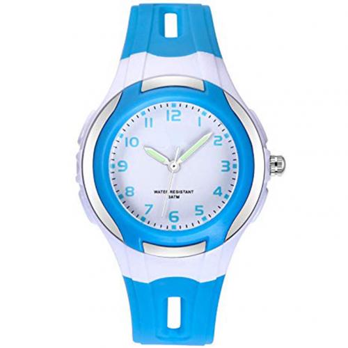 Round Dial Kid Boy Girl Student Waterproof Quartz Jelly Wrist Watch: Blue