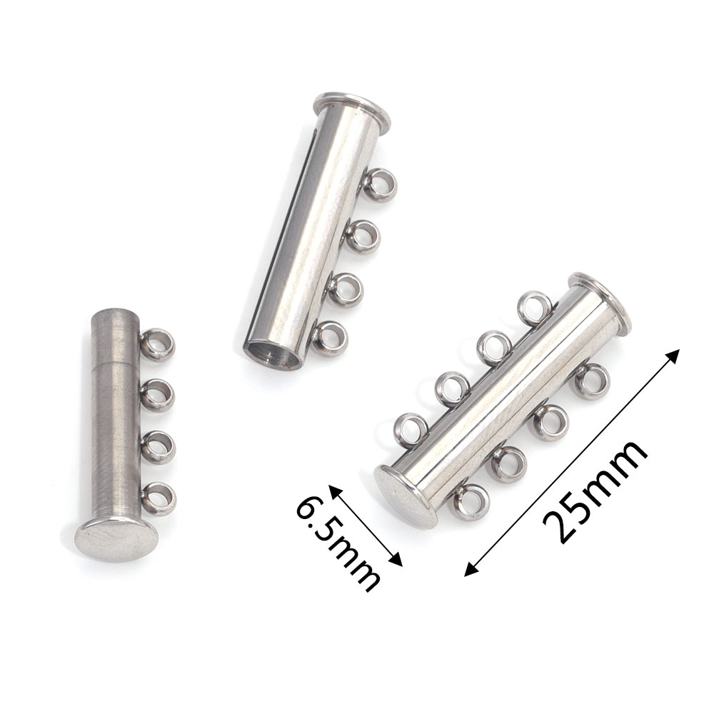2 uds. De pulseras en capas de acero inoxidable, collares, bloqueo de tubo deslizante, ganchos de cierre espaciador, conectores de cerraduras para suministros de joyería: Azul