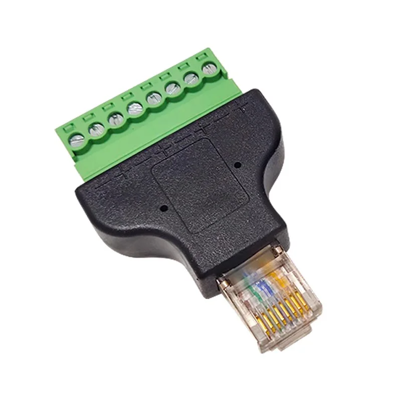 RJ45 Male To Adaptor RJ45 Female To 8 Pin RJ45 Connector with Screw Terminal for DVR CCTV Accessories: army green