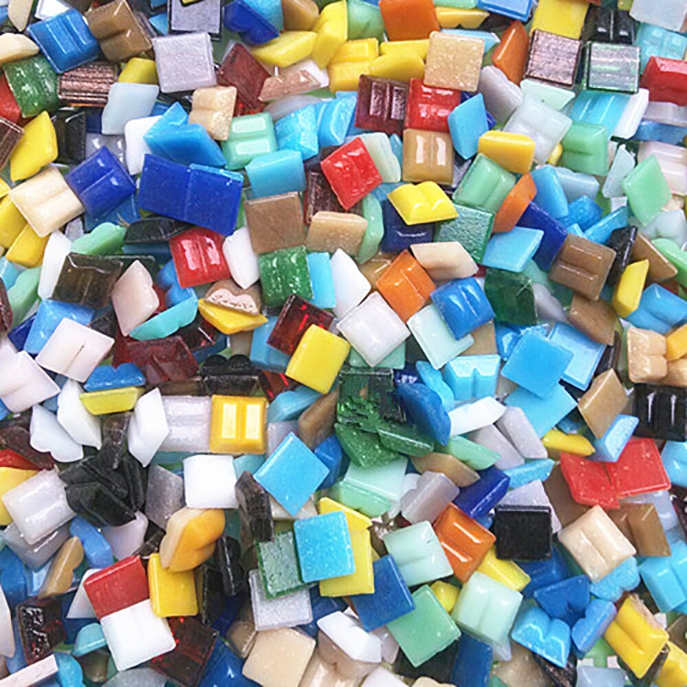 Multicolor Glass Mosaic Tile Square Mosaic Tiles DIY Arts Crafts Making Material: 1