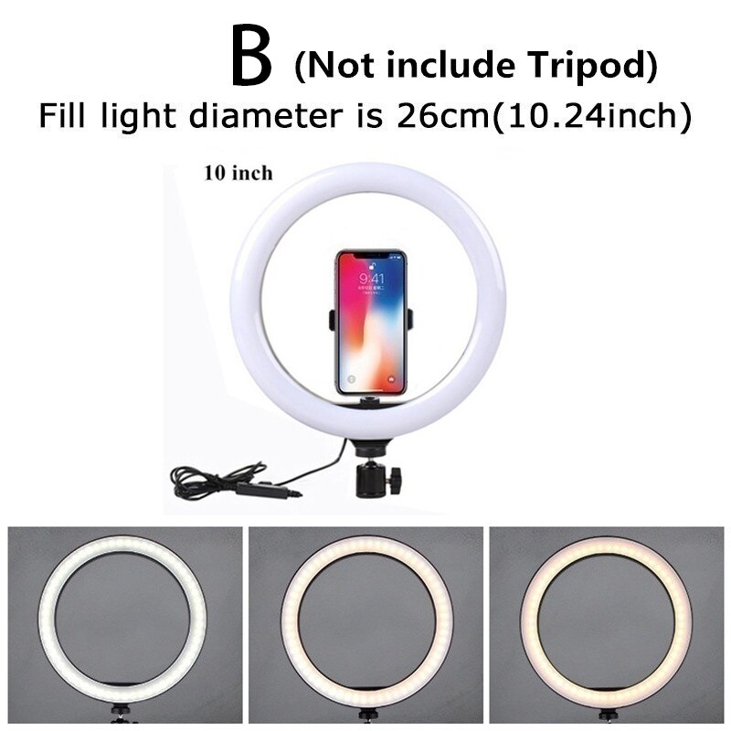 Neue LED Ring Licht 26cm Licht mit 50/160cm Stativ Fotografie LED Selfie Licht mit Stand USB Ring Lampe mit Telefon Halfter: B