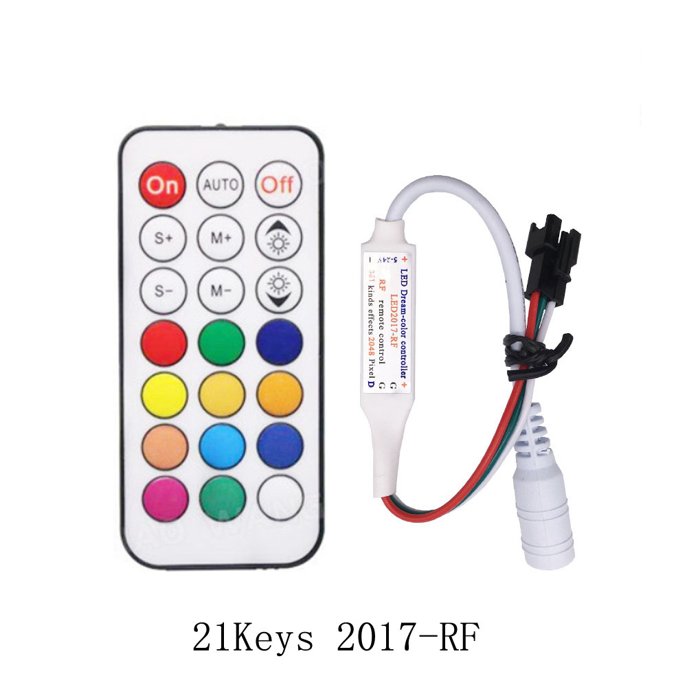 WS2812B WS2811 Led Pixels Strip Controller 3Keys RF 14/17/21Keys USB/DC Led Light Tape Remote Controller DC5-24V: PURPLE