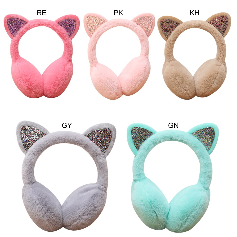 Winter Weiche SchöNe Winter Warme Katze Ohr Wärmer funkeln Ohren Plüsch Ohrenschützer für Frauen Mädchen