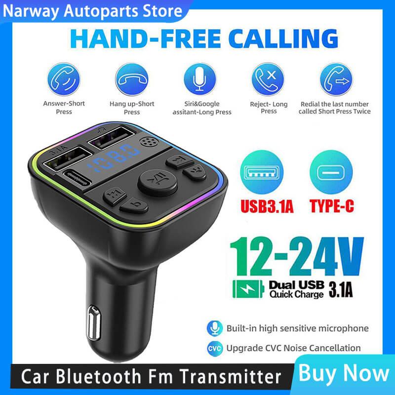 12/24V Auto Bluetooth 5.0 Fm-Zender Modulator Handsfree Bel Adapter Auto Aux Oplader Speler Usb 3.1a Auto Snelle Lader Toegang