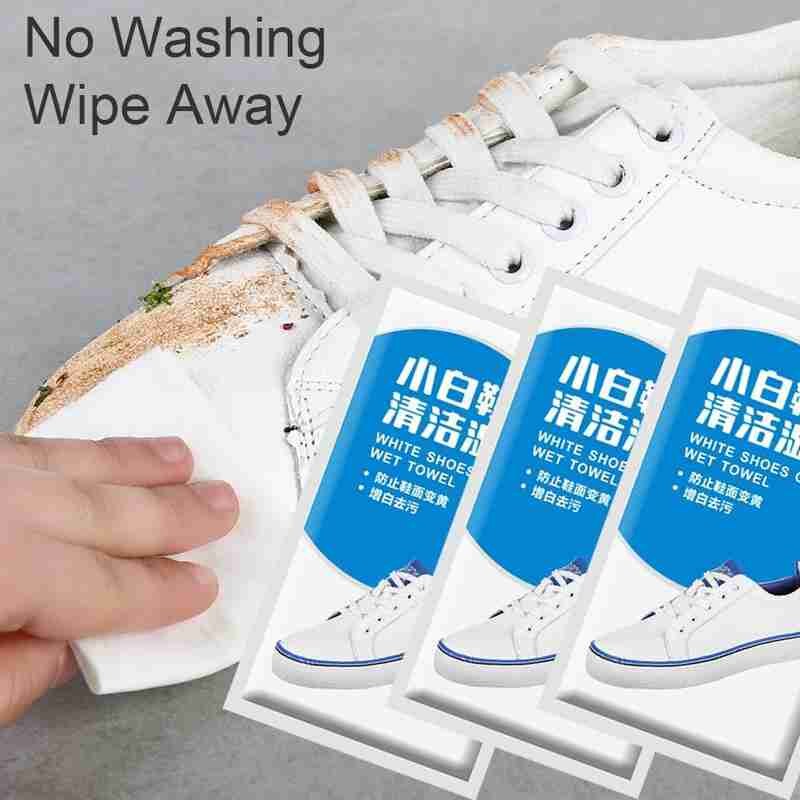 5/10 stk skoservietter ultra-ren reise bærbar enkeltvis engangs innpakket rengjøringsskoservietter sko rene joggesko verktøy  o0 f 2