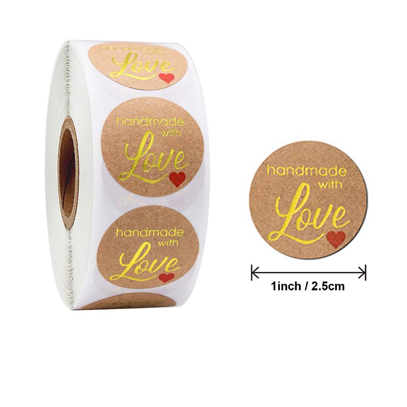 500 stk / rulle lyserød tak klistermærker håndlavet emballage klistermærker til slik cookie segl etiketter til scrapbooking jul: Kraft kærlighed